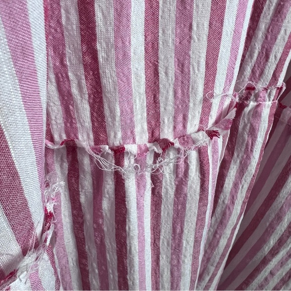 Free People Pink Stripe Tiered Short Sleeve Maxi Dress Size XS - Picture 9 of 15